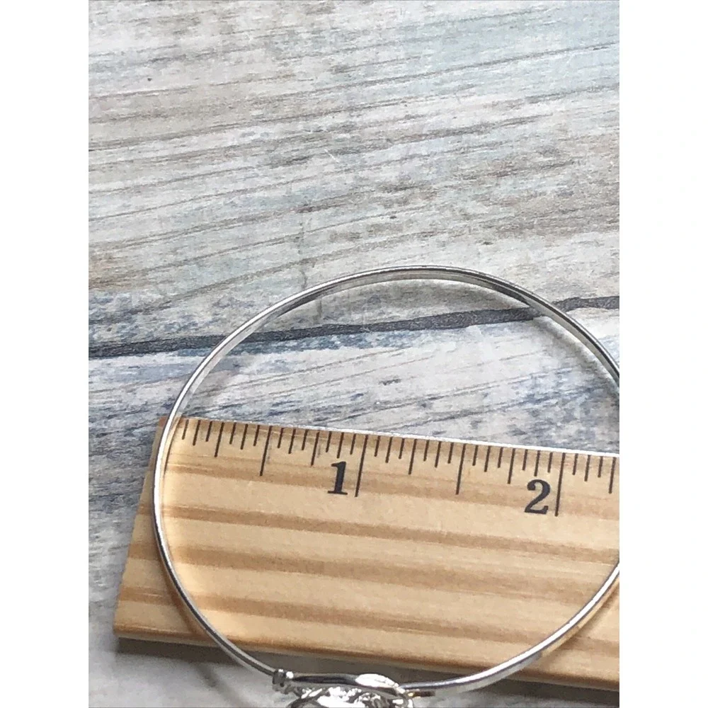 Letter M‎ initial Bangle Bracelet Silver Tone NWOT Hook Closure